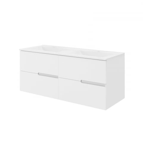 Sanitare - Set mobilier cu lavoar dublu Fluminia Toledo 120 cm 4 sertare Soft Close alb