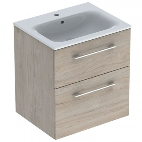 Seturi de mobilier si lavoar - Set mobilier cu lavoar Geberit Selnova Square 60 cm nuc american hickory deschis