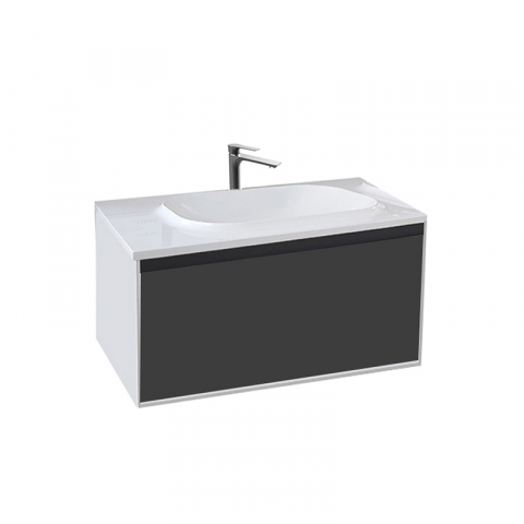 Seturi de mobilier si lavoar - Set mobilier cu lavoar Kolpasan Pandora suspendat 110 cm negru