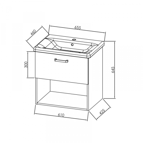 Set mobilier suspendat și lavoar Kolpasan Evelin 65 cm alb [2]