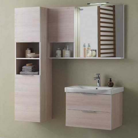 Set mobilier suspendat și lavoar Kolpasan Lana 65 cm lemn deschis [1]