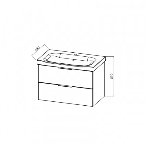 Set mobilier suspendat și lavoar Kolpasan Lana 80 cm gri deschis [3]