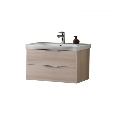 Seturi de mobilier si lavoar - Set mobilier suspendat și lavoar Kolpasan Lana 80 cm lemn deschis