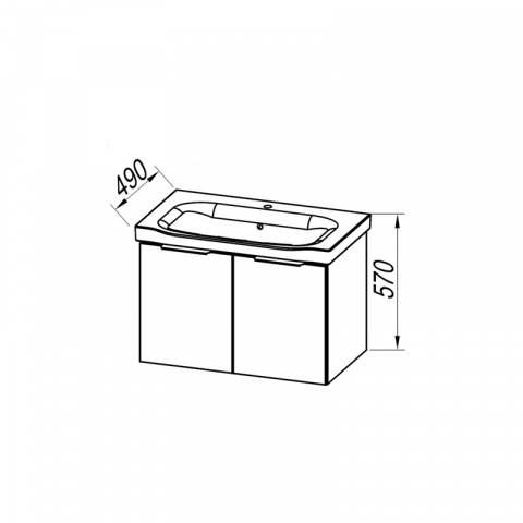 Set mobilier suspendat și lavoar Kolpasan Lana 80 cm lemn deschis [2]