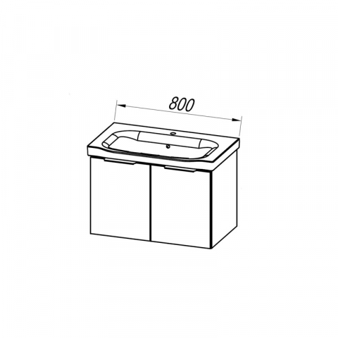 Set mobilier suspendat și lavoar Kolpasan Lana 80 cm lemn deschis [4]