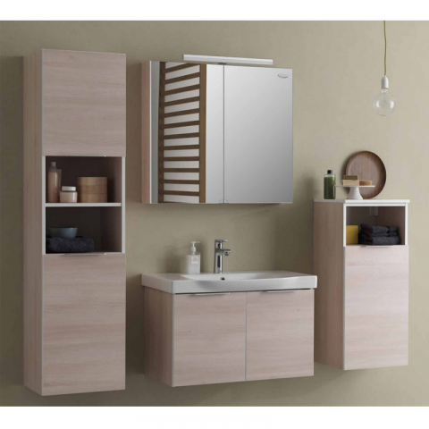 Set mobilier suspendat și lavoar Kolpasan Lana 80 cm lemn deschis [1]