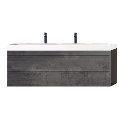 Seturi de mobilier si lavoar - Set mobilier suspendat și lavoar Kolpasan Naomi 120 cm Dark Concrete