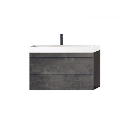 Seturi de mobilier si lavoar - Set mobilier suspendat și lavoar Kolpasan Naomi 70 cm Dark Concrete