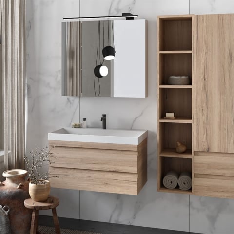 Set mobilier suspendat și lavoar Kolpasan Naomi 70 cm natural wood [1]