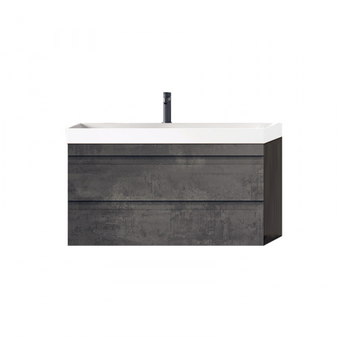 Seturi de mobilier si lavoar - Set mobilier suspendat și lavoar Kolpasan Naomi 80 cm Dark Concrete