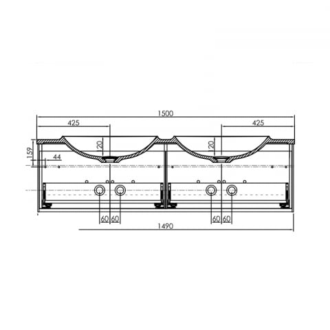 Set mobilier suspendat și lavoar Kolpasan Pandora 150 cm alb [3]