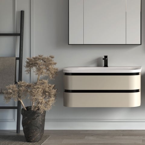 Set mobilier suspendat și lavoar Kolpasan Vittoria 100 cm bej [1]