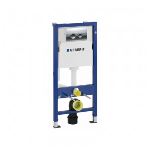 Rezervoare WC - Set rezervor incastrat Geberit, Duofix, cu set fixare si clapeta cromat lucios, Delta 20, pentru vas WC suspendat