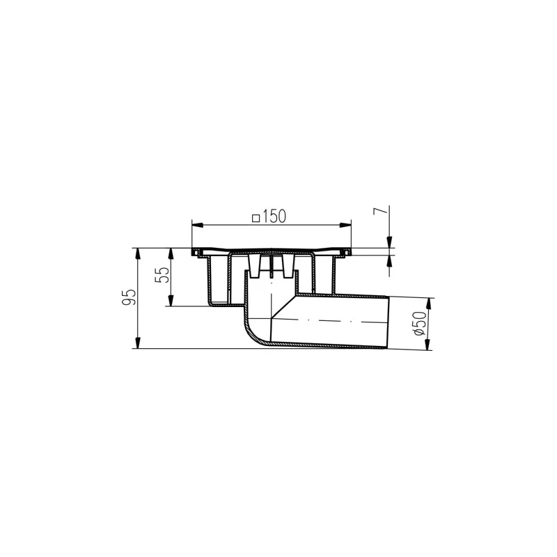 Sifon de pardoseala MCH cu iesire orizontala DN 50/95 - otel inox [1]