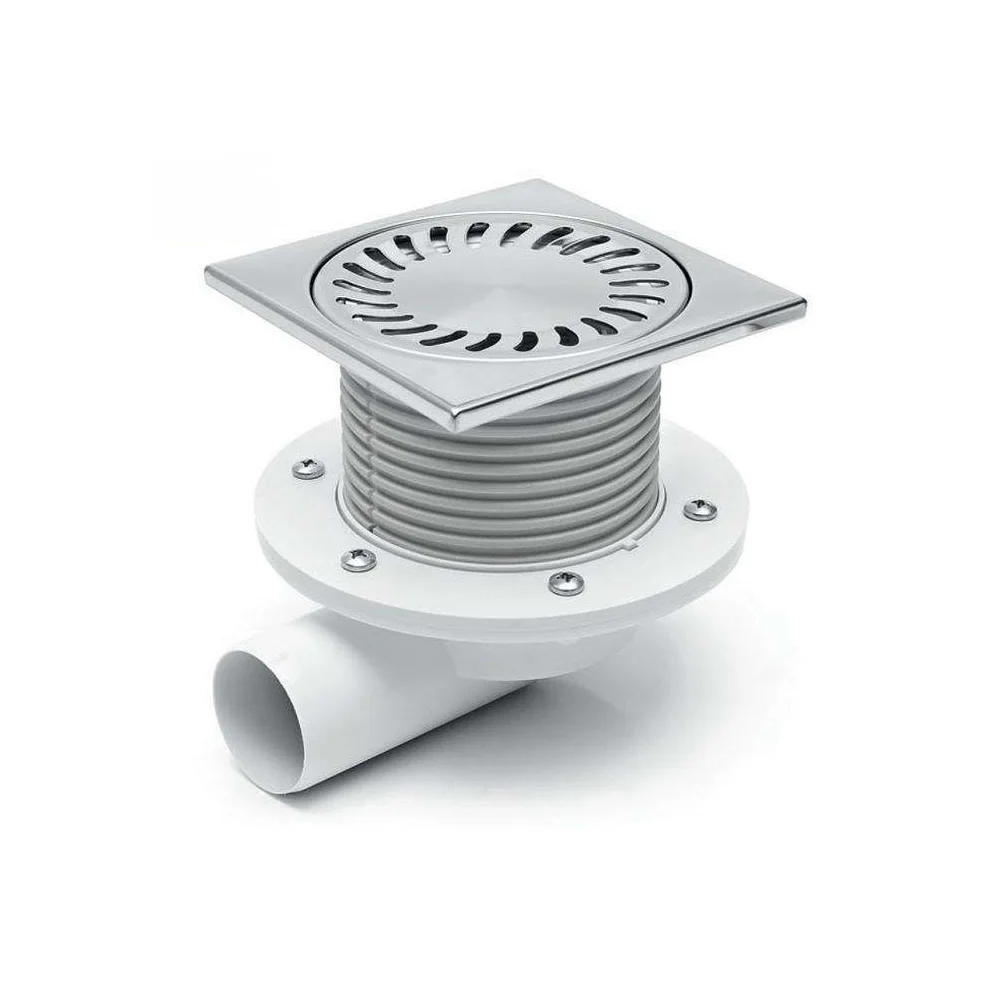 Sifon de pardoseala - Sifon de pardoseala MCH cu iesire orizontala DN50/H reglabil, complet din otel inox, cu guler/flansa