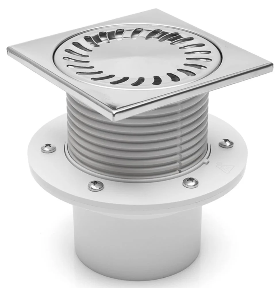 Sifon de pardoseala - Sifon de pardoseala MCH cu iesire verticala DN 110/H reglabil, complet din otel inox cu guler/flansa