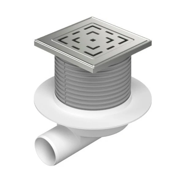 Sifon de pardoseala - Sifon de pardoseala MCH iesire orizontala D50/H reglabil cu gratar de inox Labyrinth 125x125 si guler