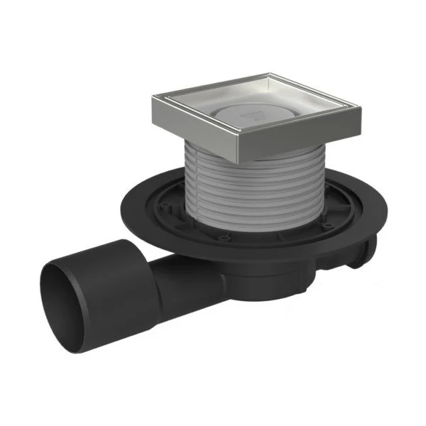 Fitinguri și Racorduri pentru Instalații - Sifon de pardoseala MCH MULTI-INLET iesire orizontala D50/h regl. gratar de inox LABYRINTH 122x122 si guler (UD)