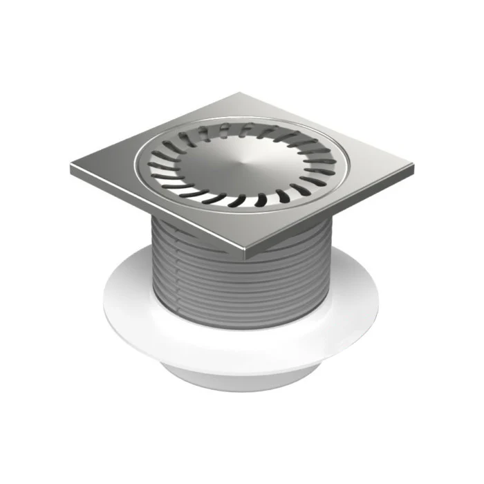Fitinguri și Racorduri pentru Instalații - Sifon de pardoseala MCH Neptun 150x150 cu iesire verticala DN 50/H reglabil, complet din otel inox, cu guler/flansa