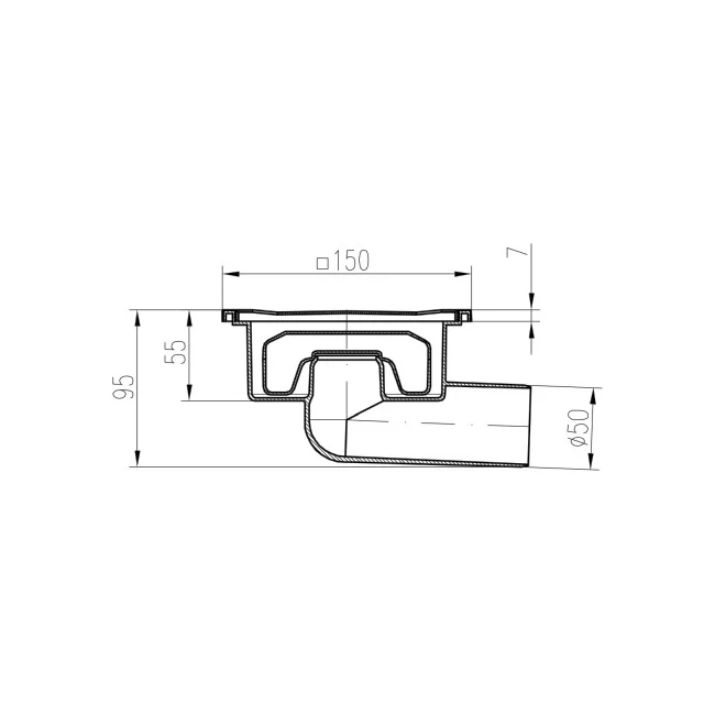 Sifon de pardoseala MCH Neptun cu iesire orizontala DN 50/95 - otel inox [1]