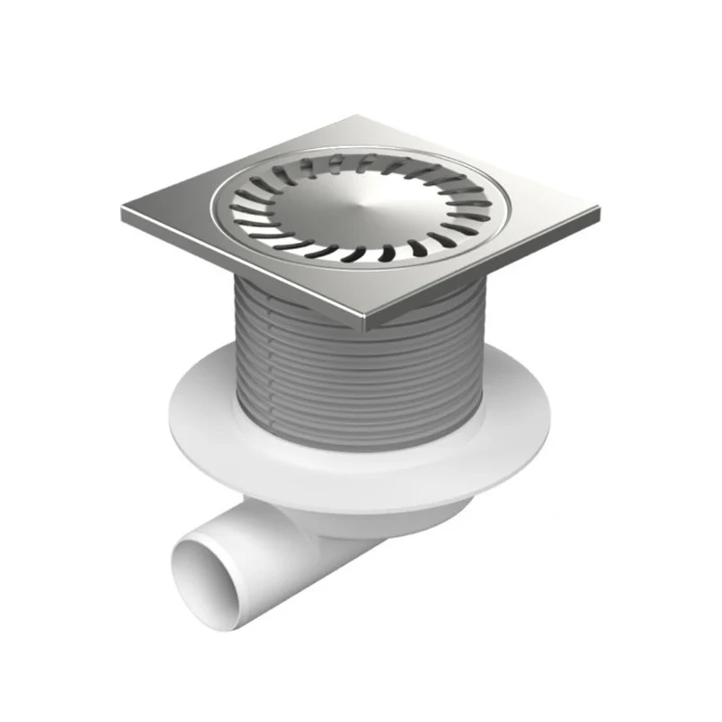 Fitinguri și Racorduri pentru Instalații - Sifon de pardoseala MCH Neptun cu iesire orizontala DN 50/H reglabil, complet din otel inox, cu guler/flansa