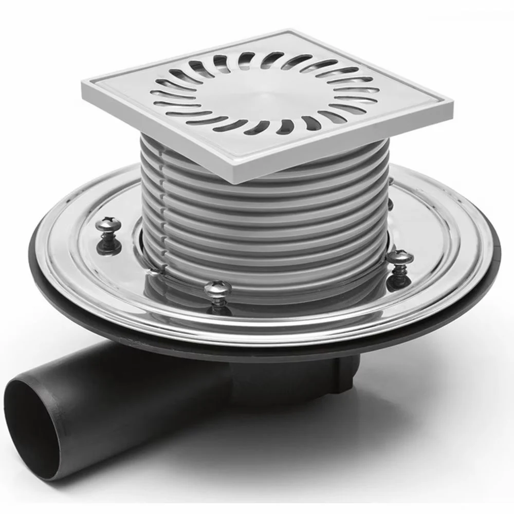 Sifon de pardoseala - Sifon de pardoseala MCH universal cu iesire orizontala DN 50/H reglabil, otel inox cu flansa