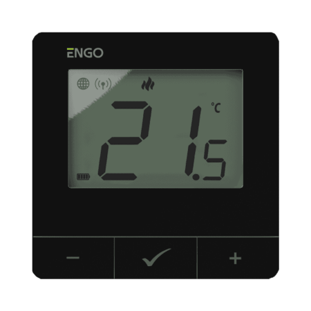 Engo - Termostat inteligent ENGO E25-BATB, ZigBee/868 MHz, alimentare pe baterii, negru