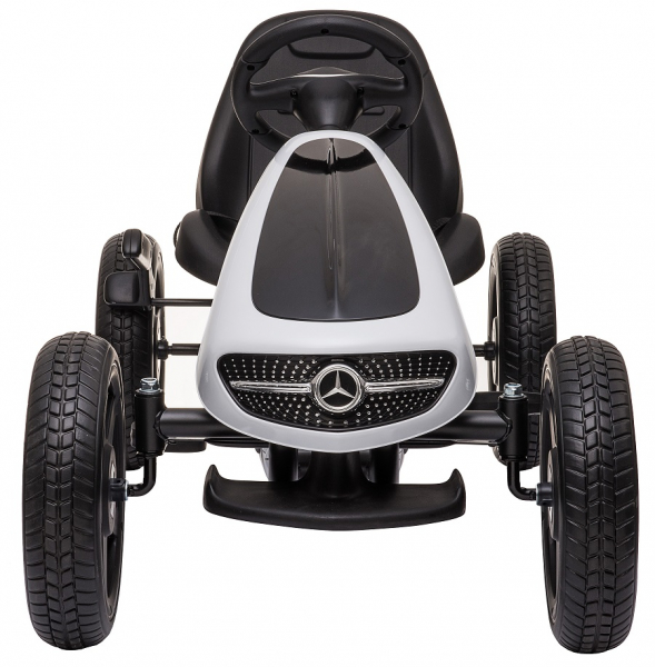 Kart Mercedes cu pedale pentru copii, roti cauciuc Eva, alb [6]