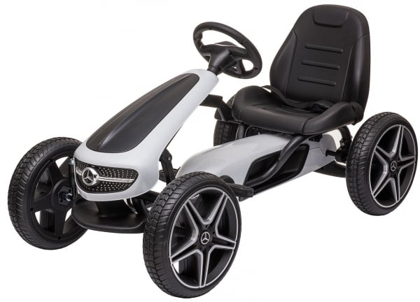 Kart Mercedes cu pedale pentru copii, roti cauciuc Eva, alb [1]