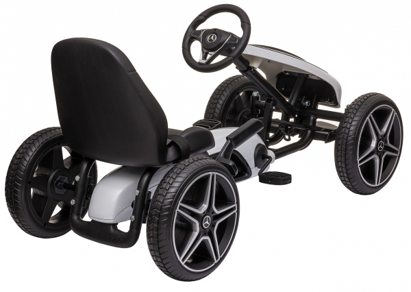Kart Mercedes cu pedale pentru copii, roti cauciuc Eva, alb [2]