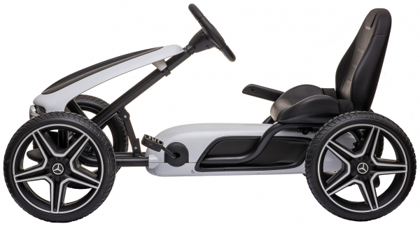 Kart Mercedes cu pedale pentru copii, roti cauciuc Eva, alb [3]