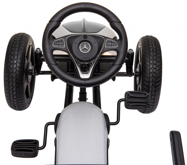 Kart Mercedes cu pedale pentru copii, roti cauciuc Eva, alb [5]