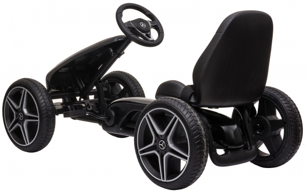Kart Mercedes cu pedale pentru copii, roti cauciuc Eva, negru [3]