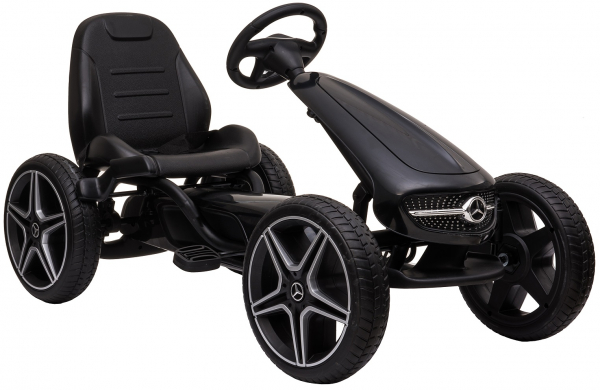 Kart Mercedes cu pedale pentru copii, roti cauciuc Eva, negru [4]