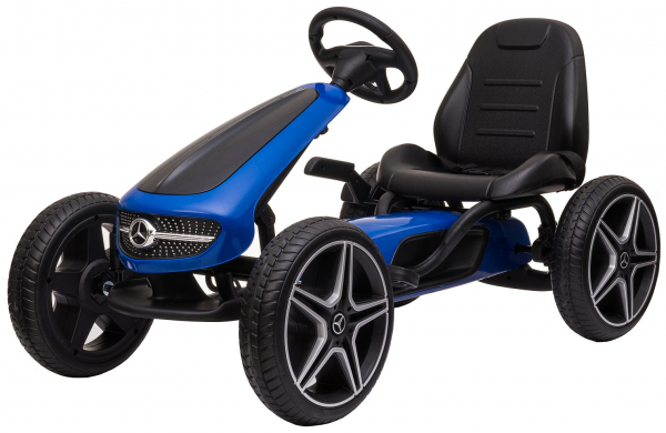 Kart Mercedes cu pedale pentru copii, roti cauciuc Eva, albastru [1]