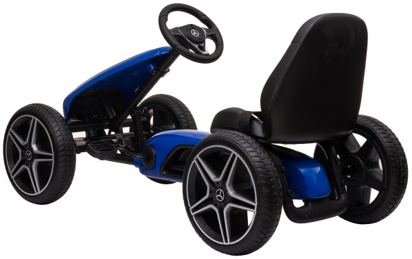 Kart Mercedes cu pedale pentru copii, roti cauciuc Eva, albastru [3]