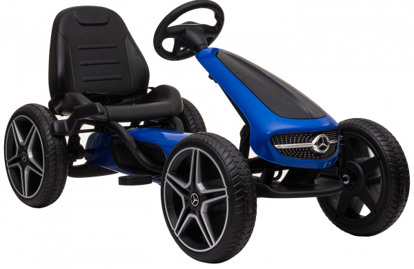 Kart Mercedes cu pedale pentru copii, roti cauciuc Eva, albastru [5]