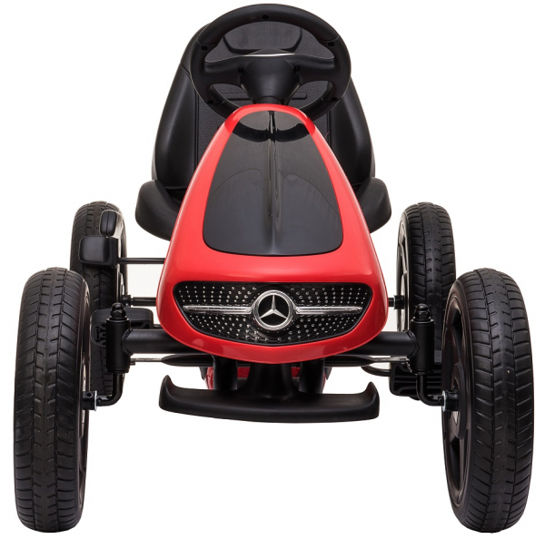 Kart Mercedes cu pedale pentru copii, roti cauciuc Eva, rosu [6]