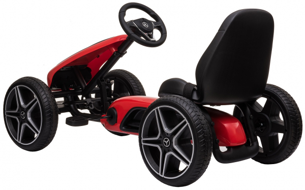 Kart Mercedes cu pedale pentru copii, roti cauciuc Eva, rosu [3]