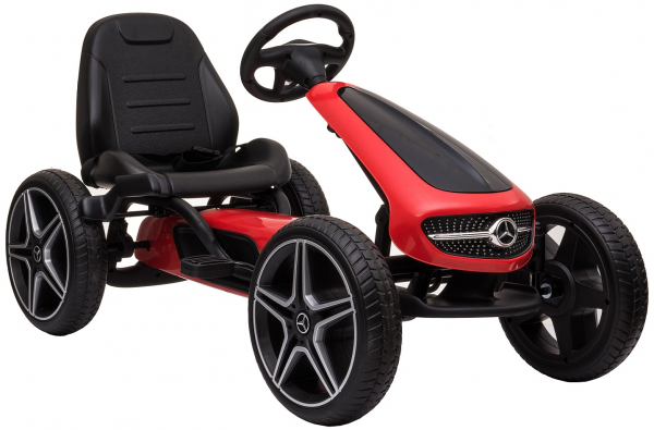Kart Mercedes cu pedale pentru copii, roti cauciuc Eva, rosu [5]