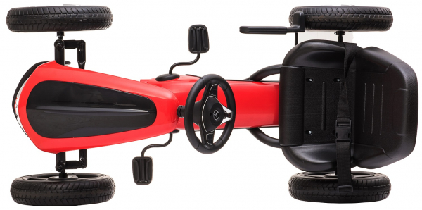 Kart Mercedes cu pedale pentru copii, roti cauciuc Eva, rosu [8]
