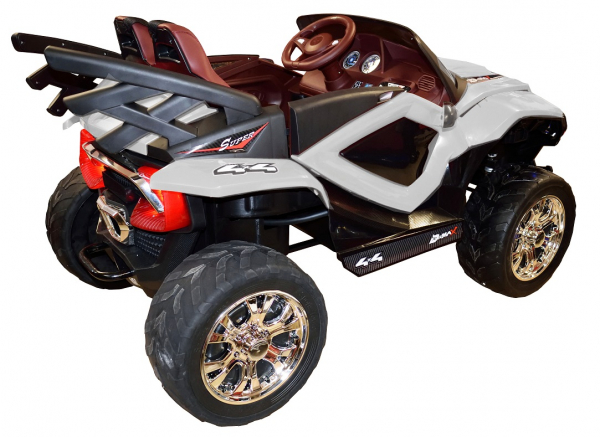 Masinuta electrica 4x4 Premier D-Max, 12V, roti cauciuc EVA, scaun piele ecologica, alb [4]