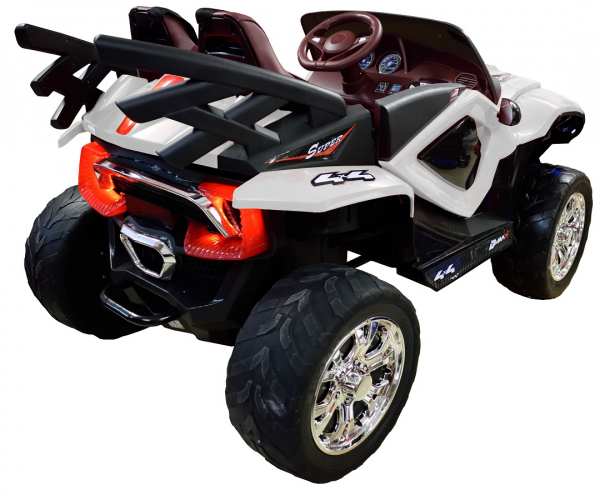 Masinuta electrica 4x4 Premier D-Max, 12V, roti cauciuc EVA, scaun piele ecologica, alb [5]