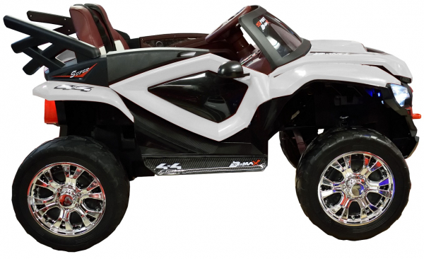 Masinuta electrica 4x4 Premier D-Max, 12V, roti cauciuc EVA, scaun piele ecologica, alb [6]