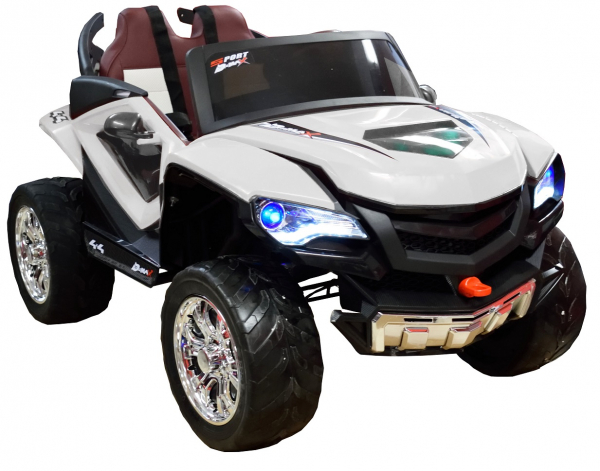 Masinuta electrica 4x4 Premier D-Max, 12V, roti cauciuc EVA, scaun piele ecologica, alb [8]