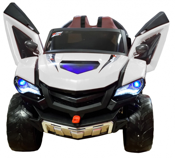 Masinuta electrica 4x4 Premier D-Max, 12V, roti cauciuc EVA, scaun piele ecologica, alb [11]