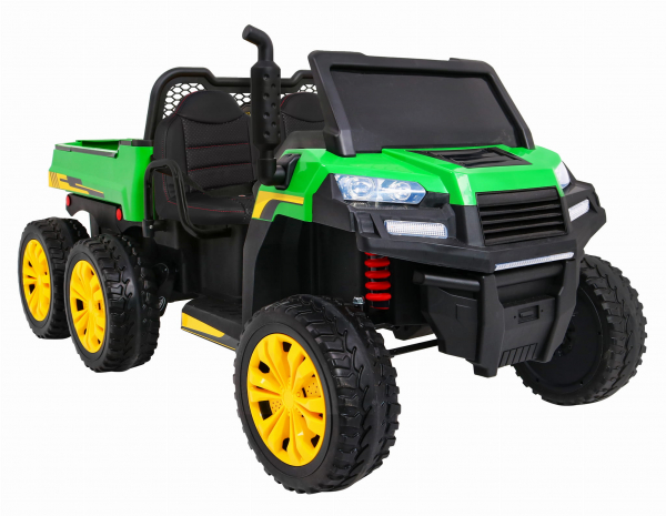 Buggy electric cu bena pentru 2 copii Premier 4x4 Hygge Truck, 6 roti cauciuc EVA, scaun piele ecologica, verde [2]