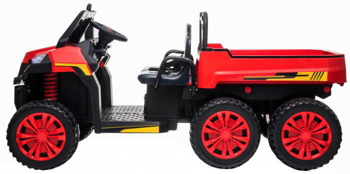 Buggy electric cu bena pentru 2 copii Premier 4x4 Hygge Truck, 6 roti cauciuc EVA, scaun piele ecologica, rosu [2]