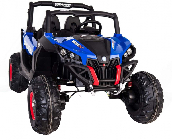 Buggy electric pentru 2 copii Premier 4x4 Superstar, cu 2 baterii, roti cauciuc EVA, scaun piele ecologica, albastru [4]