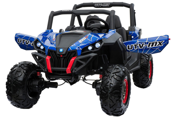 Buggy electric pentru 2 copii Premier 4x4 Superstar, ecran LCD, MP4, cu 2 baterii, roti cauciuc EVA, scaun piele ecologica, albastru [2]
